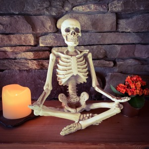 skeleton meditating